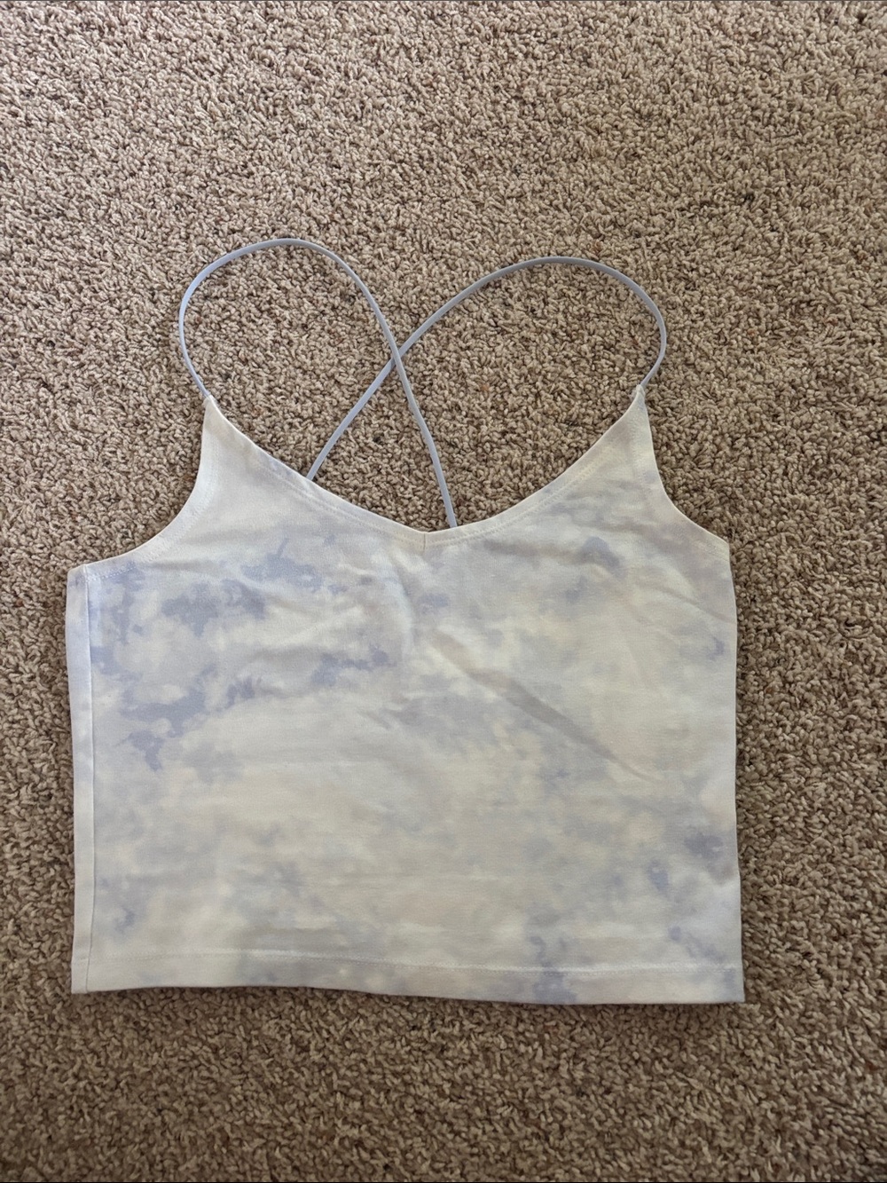 Abercrombie & Fitch Pale Blue Tie-Dye Crisscross Strap Crop Cami